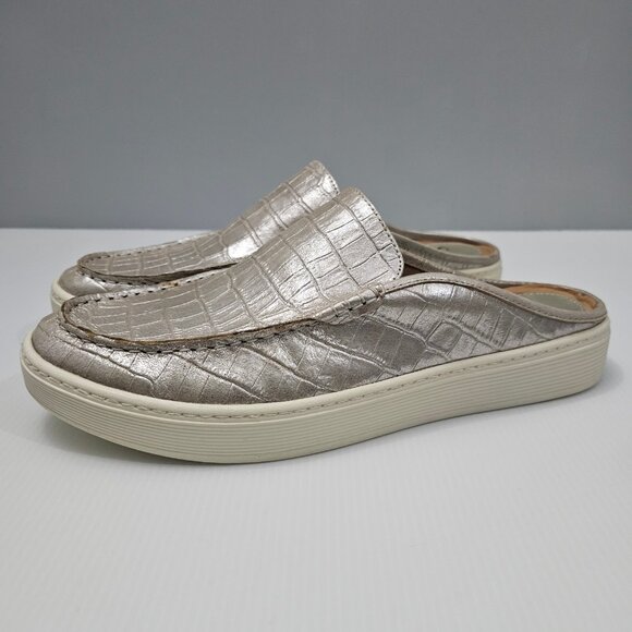 Sofft Somers Moc Mule Sneaker Womens 11 Metallic Taupe Leather Slip On Croc - Picture 15 of 15